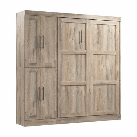 Lit escamotable double avec organisateur de garde-robe (84L)