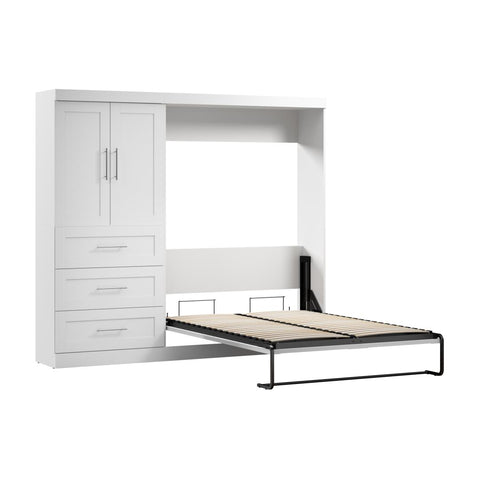 Lit escamotable double et armoire avec tiroirs (95L)