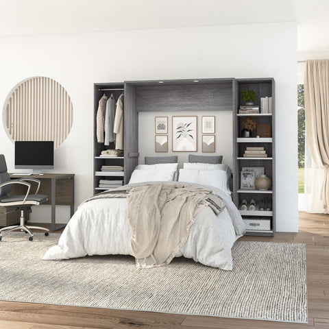 Lit escamotable double avec 2 organisateurs de garde-robe (99L)