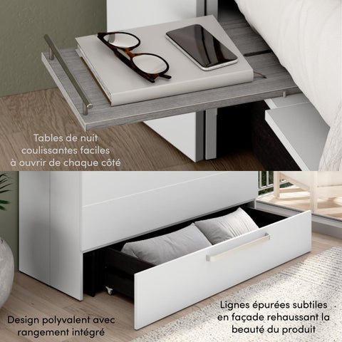 57W Full Murphy Cabinet Bed with Pullout Drawer and Mattress
