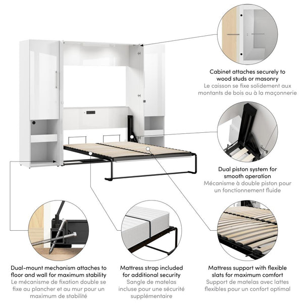 Full Murphy Bed and Storage Cabinets with Pull-Out Shelf (101W)
