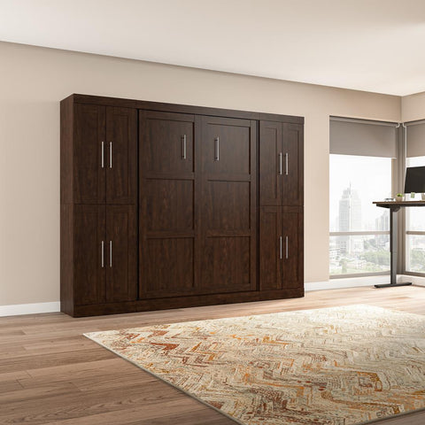 Lit escamotable double avec armoires (109L)