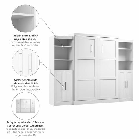 Queen Murphy Bed with Closet Storage Organizers (115W)