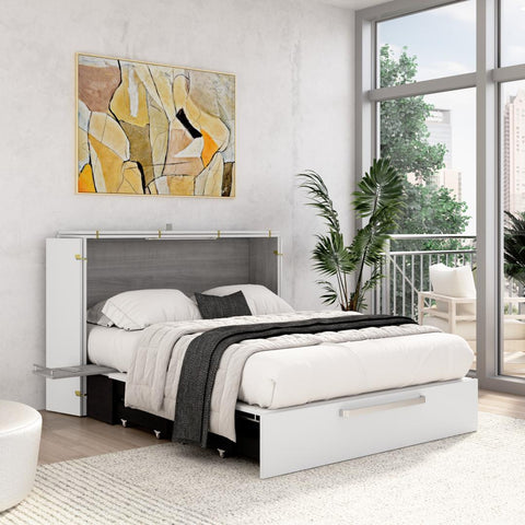 57W Full Murphy Cabinet Bed with Pullout Drawer