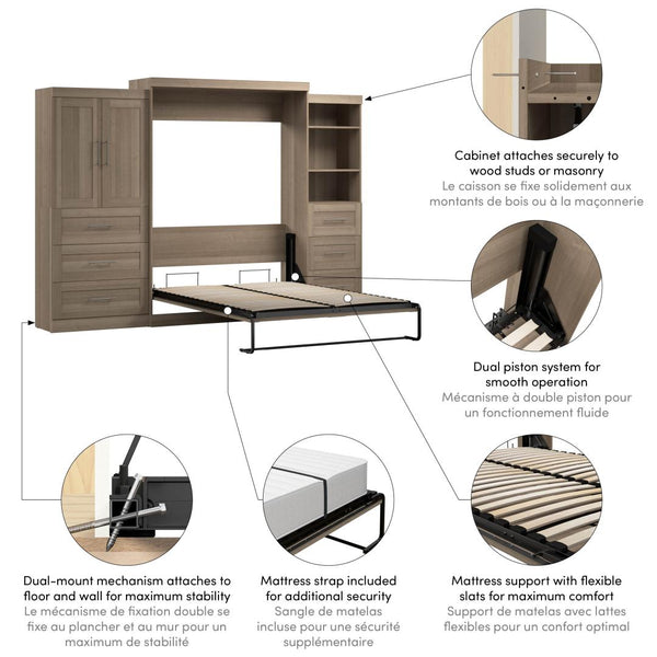 Queen Murphy Bed with Open and Concealed Storage (126W)