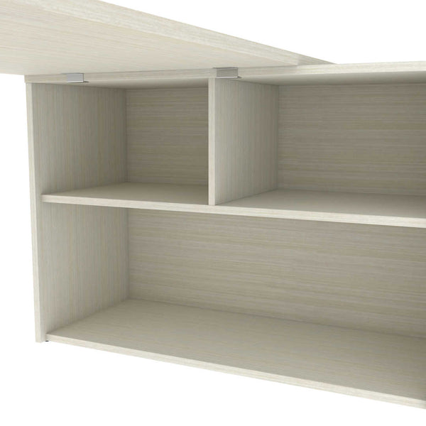 Bureau en L 72L avec huche à portes en verre dépoli