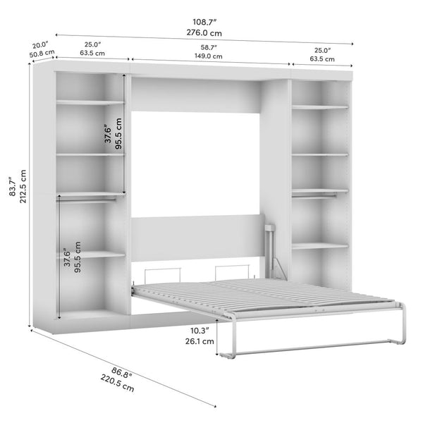 Lit escamotable double et 2 organisateurs de garde-robe (109L)