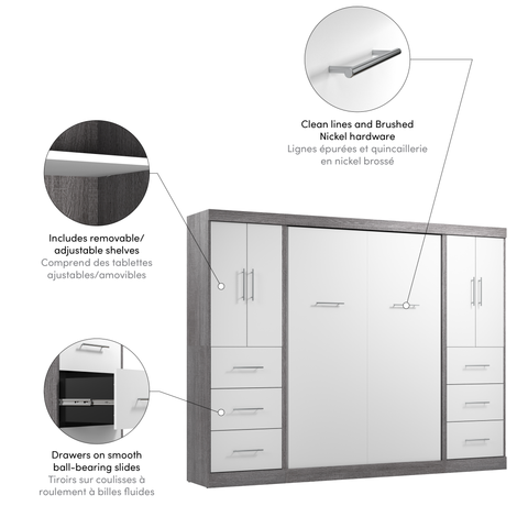 Full Murphy Bed with 2 Wardrobes (109W)