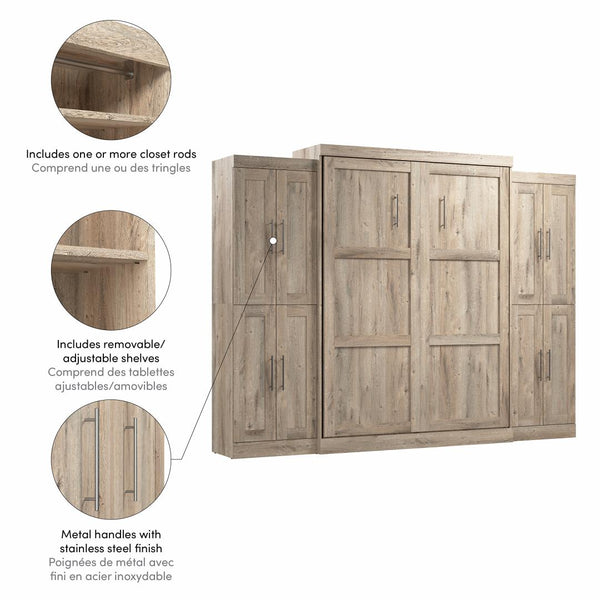 Grand lit escamotable avec armoires (115L)