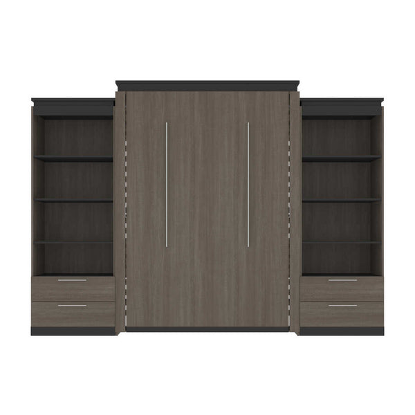 Queen Murphy Bed and 2 Shelving Units with Drawers (125W)