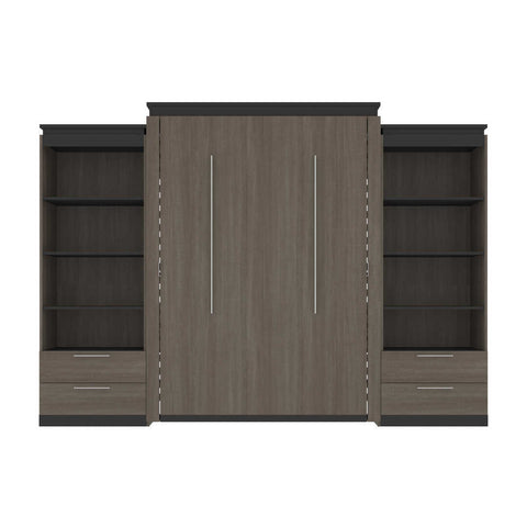 Queen Murphy Bed and 2 Shelving Units with Drawers (125W)