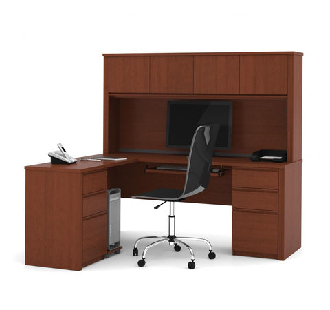 Bureau en L avec deux caissons et une huche
