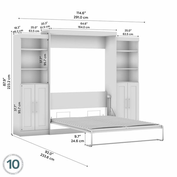 Grand lit escamotable avec organisateurs de garde-robe (115L)