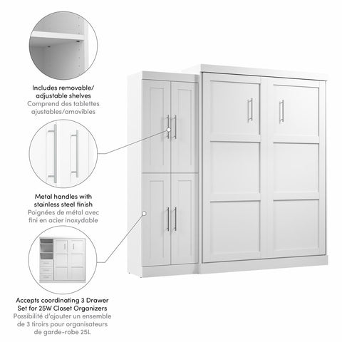 Grand lit escamotable avec organisateur de garde-robe (90L)