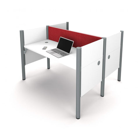 63W Office Cubicles with Red Tack Boards and Low Privacy Panels