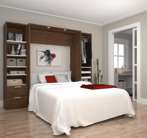 Lit escamotable double avec 2 organisateurs de garde-robe avec tiroirs (99L)