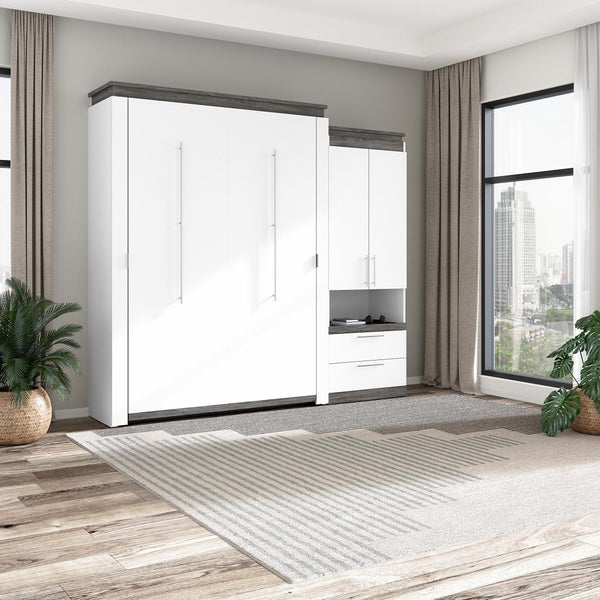 Grand lit escamotable avec armoire et tablette coulissante (97L)