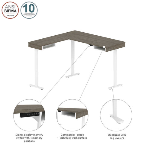 Bureau assis-debout en L 72L
