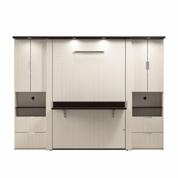 Lit escamotable double avec bureau et 2 armoires (107L)