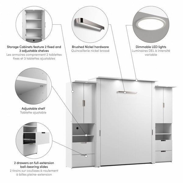 114W Queen Murphy Bed with 2 Storage Cabinets