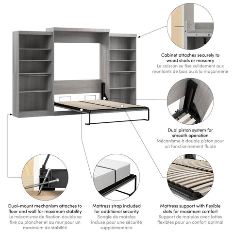 Queen Murphy Bed with 2 Shelving Units (137W)