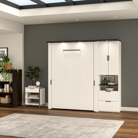 Lit escamotable double avec armoire (84L)