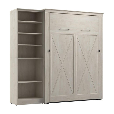 Lit escamotable double avec organisateur de garde-robe (88L)