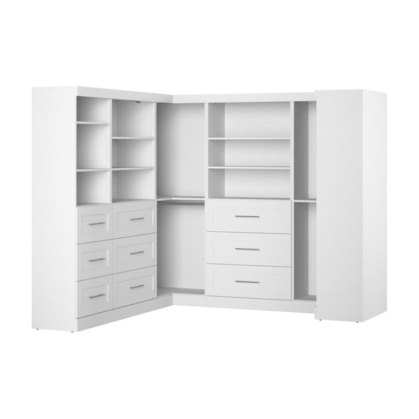 Contemporary U-Shaped Closet System with Shelves, Drawers & Clothing Rods, 161W x 33D