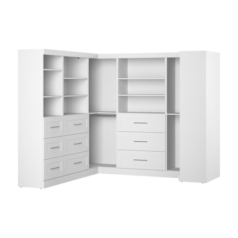Contemporary U-Shaped Closet System with Shelves, Drawers & Clothing Rods, 161W x 33D