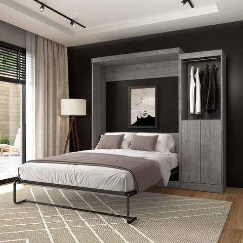 Grand lit escamotable avec organisateur de garde-robe avec portes (90L)