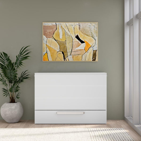 57W Full Murphy Cabinet Bed with Pullout Drawer and Mattress