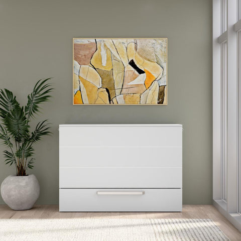 57W Full Murphy Cabinet Bed with Pullout Drawer and Mattress