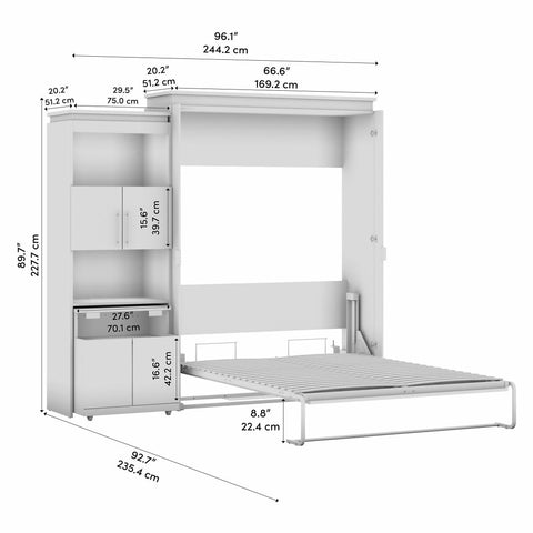 Queen Murphy Bed with Storage Cabinet and Fold-Out Desk (97W)