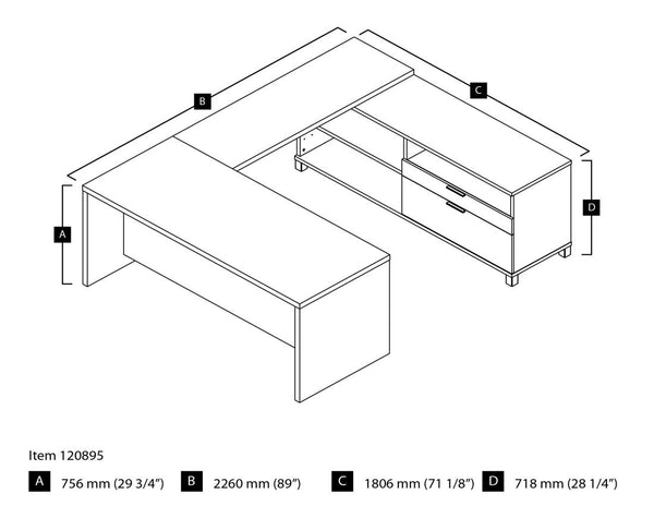 Bureau de direction en U 72L