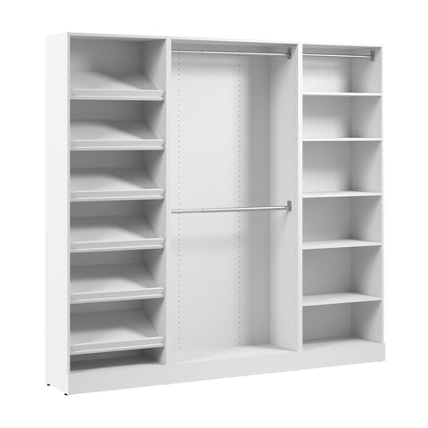 Système de rangement modulaire pour garde-robe walk-in ou placard avec tringles et tablettes à chaussures 85L x 16P