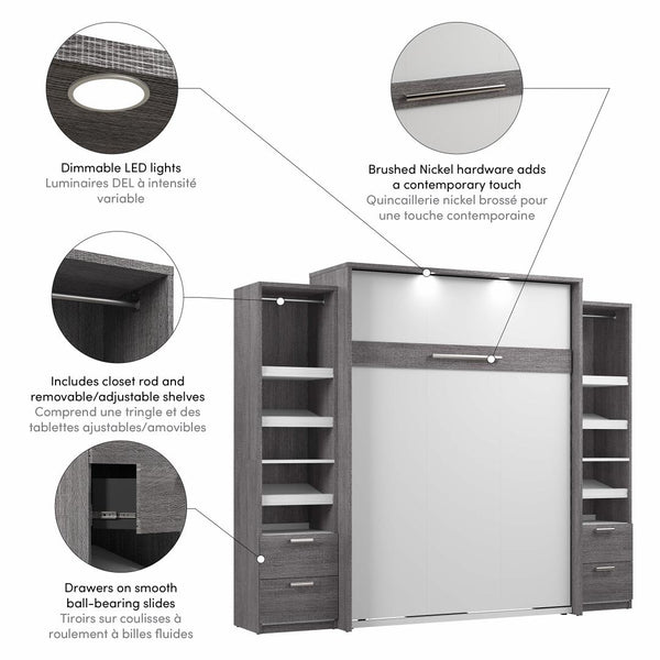 Grand lit escamotable et 2 organisateurs de garde-robe avec tiroirs (105L)