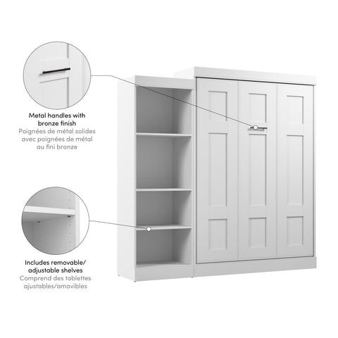 Lit escamotable double avec organisateur de garde-robe (85L)