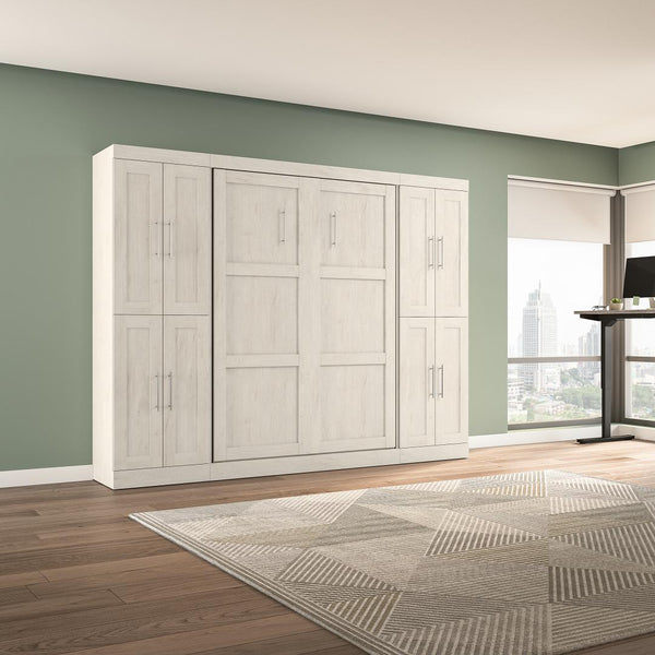 Lit escamotable double avec armoires (109L)