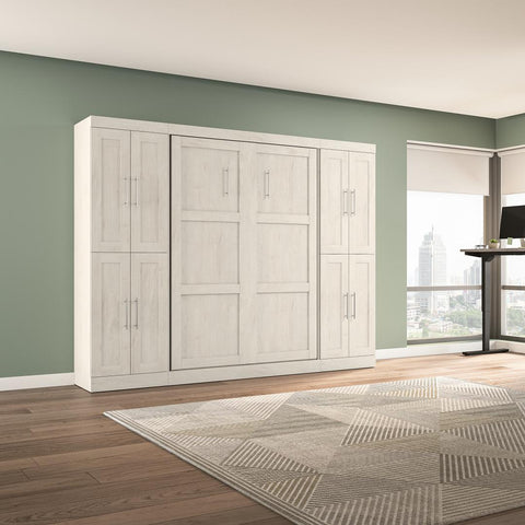 Lit escamotable double avec armoires (109L)