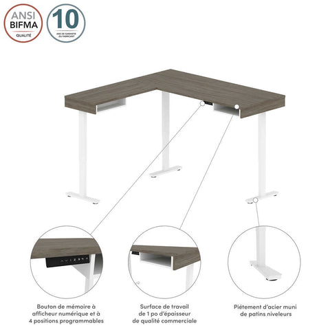 72W L-Shaped Standing Desk