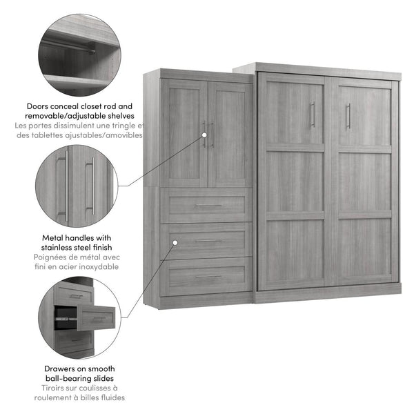 Grand lit escamotable et armoire avec tiroirs (101L)