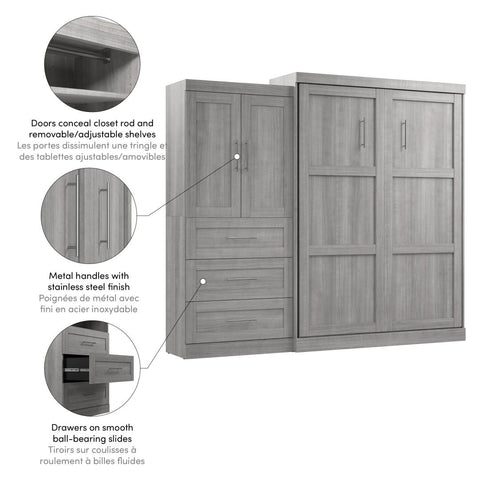 Grand lit escamotable et armoire avec tiroirs (101L)