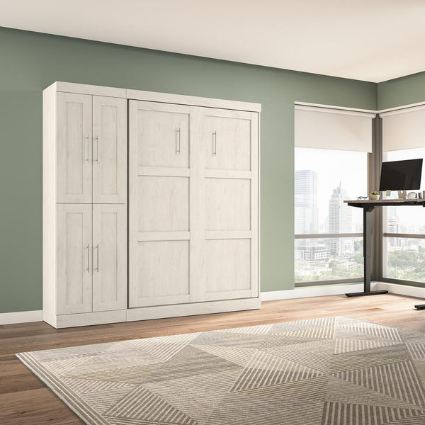 Lit escamotable double avec organisateur de garde-robe (84L)