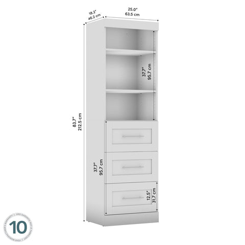 Contemporary Closet System with Drawers, 25W x 19D