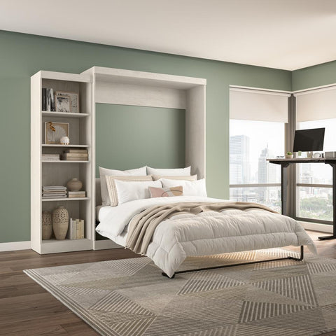 Queen Murphy Bed with Shelving Unit (90W)