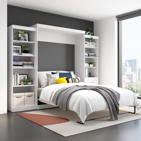 115W Queen Size Murphy Bed with Pull-Out Desk and Storage