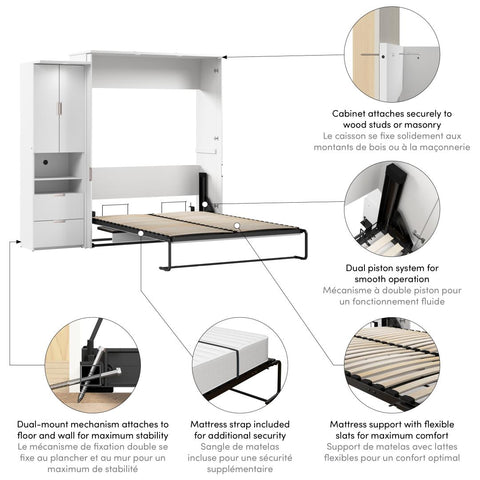 Grand lit escamotable avec bureau et armoire (91L)