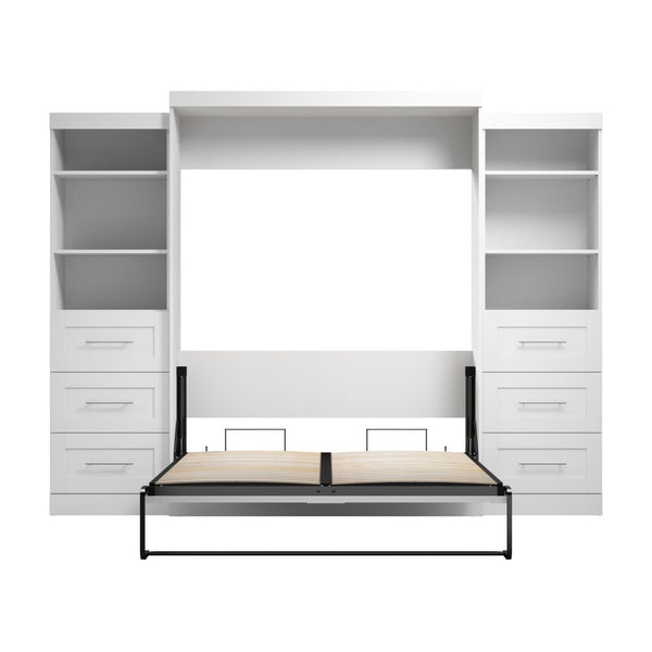 Queen Murphy Bed and 2 Shelving Units with Drawers (115W)