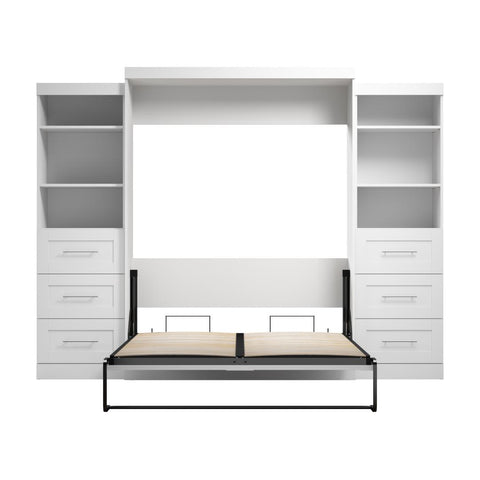 Queen Murphy Bed and 2 Shelving Units with Drawers (115W)