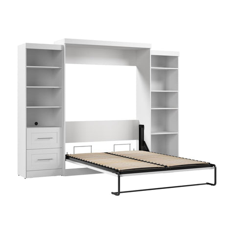 115W Queen Size Murphy Bed with Pull-Out Desk and Storage